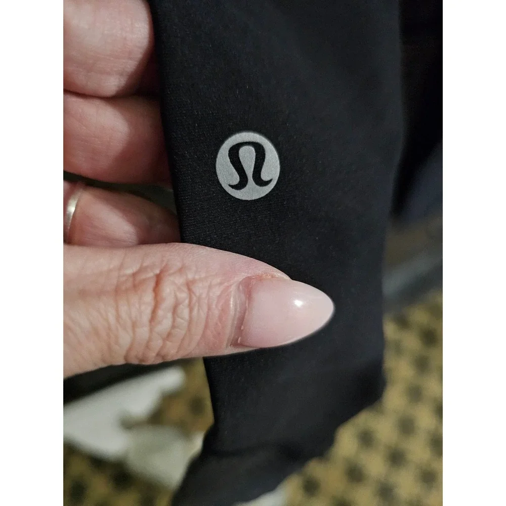 Lululemon Speed Up Tight Black Reflective Scallop Hem Running Leggings Womens 4